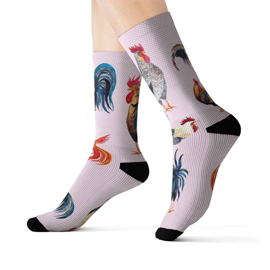 Rooster Socks - Pink