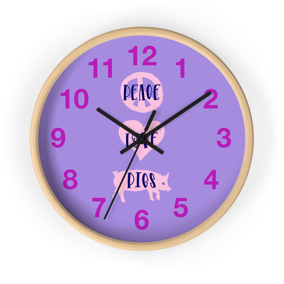 Peace Love Pigs Wall clock