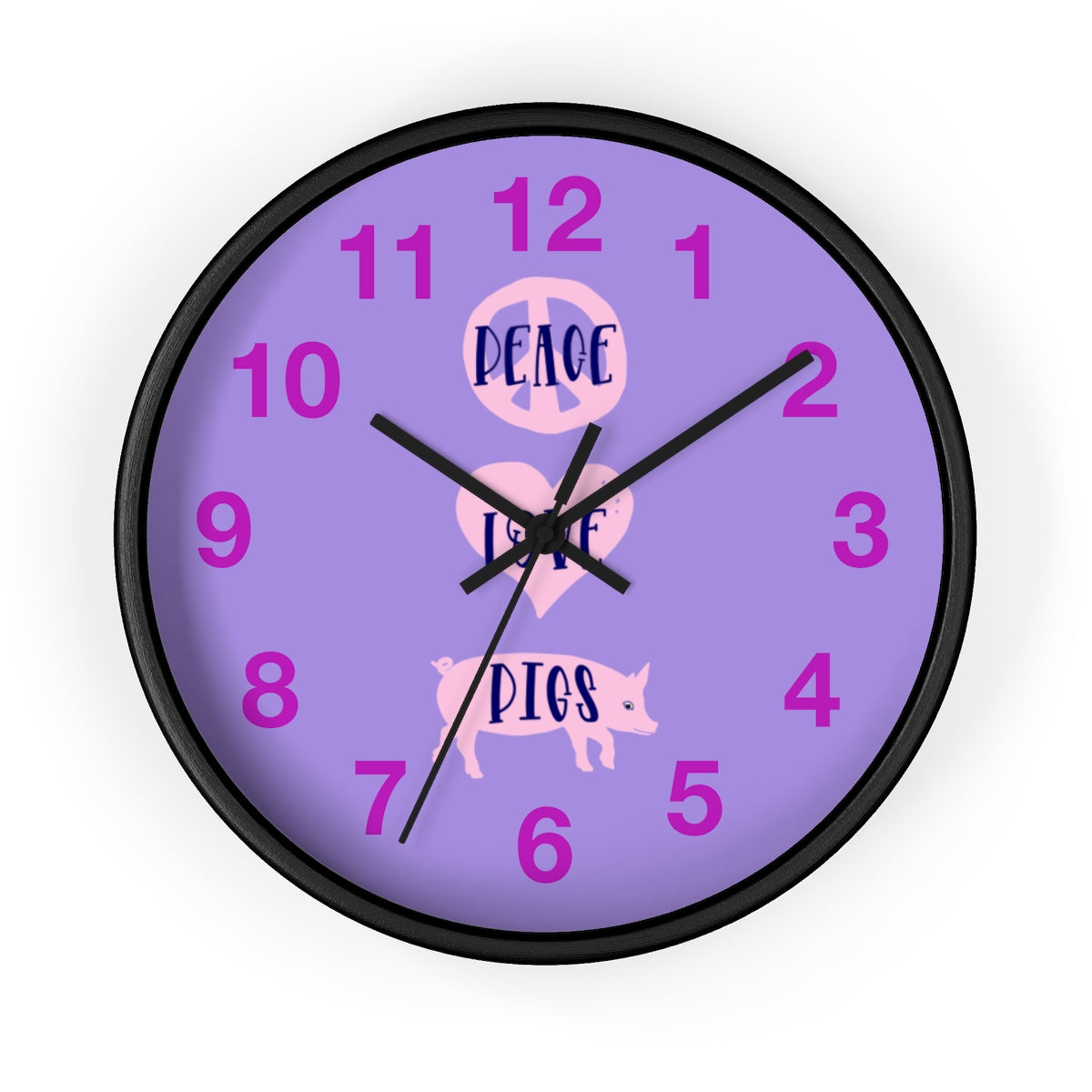 Peace Love Pigs Wall clock