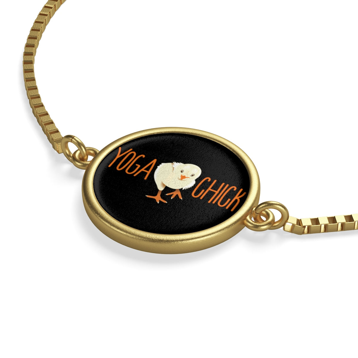 Yoga Chick Round Pendant Box Chain Bracelet