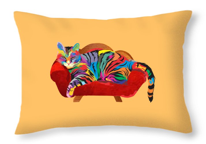 Painted Cool Cat Throw Pillows