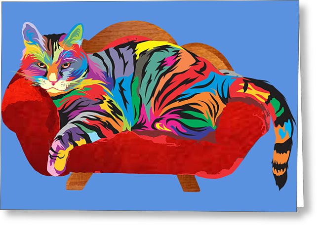Painted Cool Cat Greeting Cards