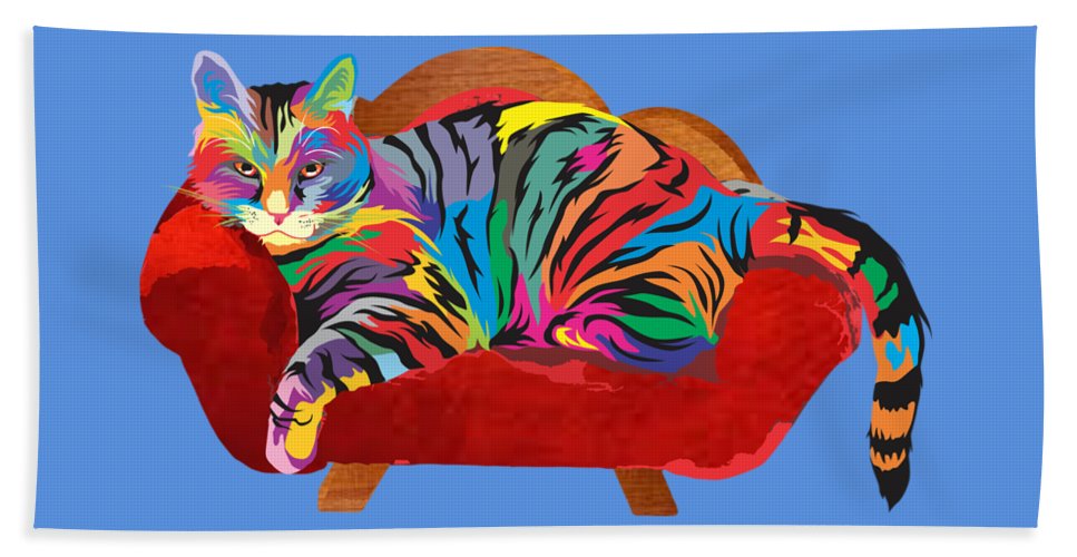 Painted Cool Cat Bath Towels