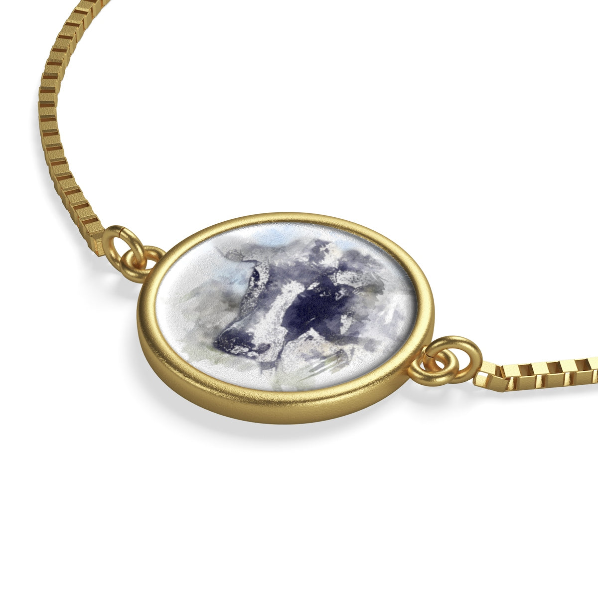 Watercolor Heifer Cow Box Chain Bracelet
