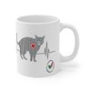 Cat Heartbeat Glossy White Coffee Mugs