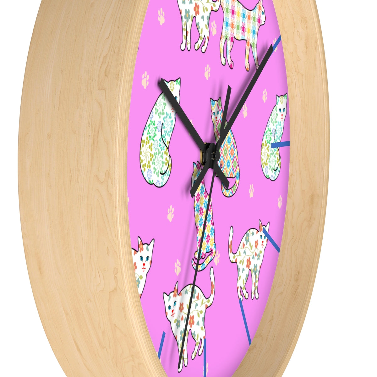 Gingham Classy Cats Wall clock
