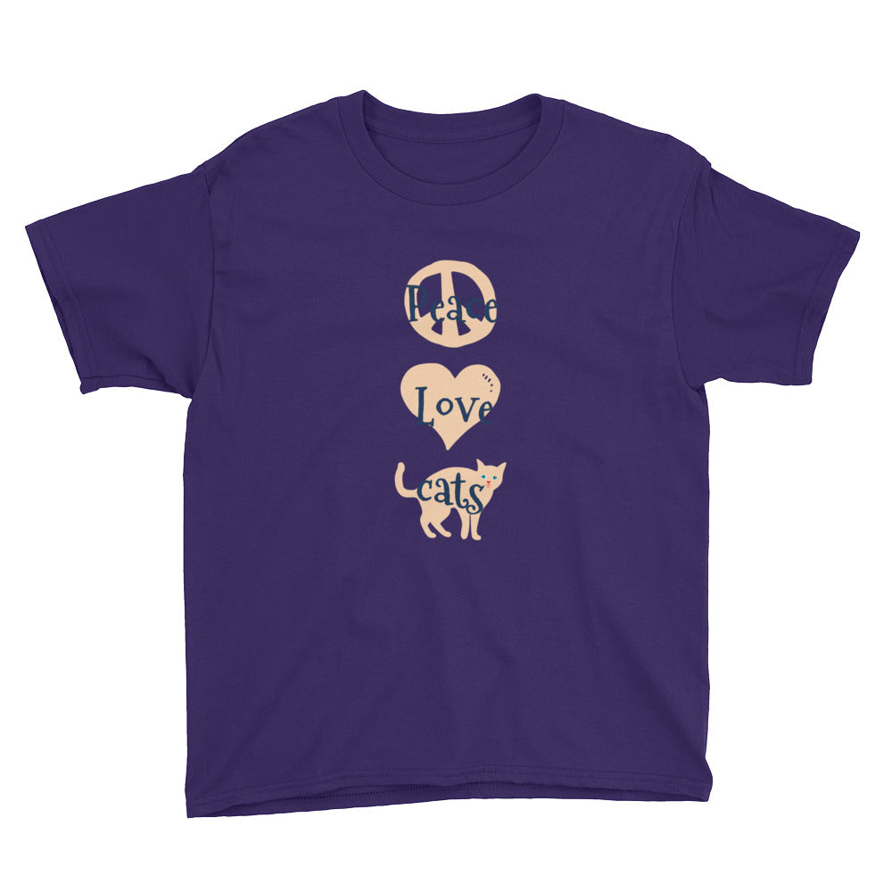 Peace Love Cats Kids' Soft Cotton Tee