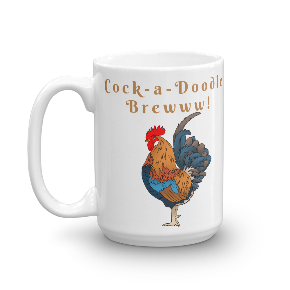 Cock-a-Doodle Brew Glossy White Coffee Mug
