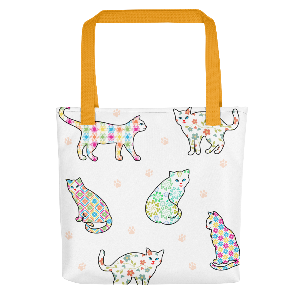 Flower Gingham Cats Tote bag