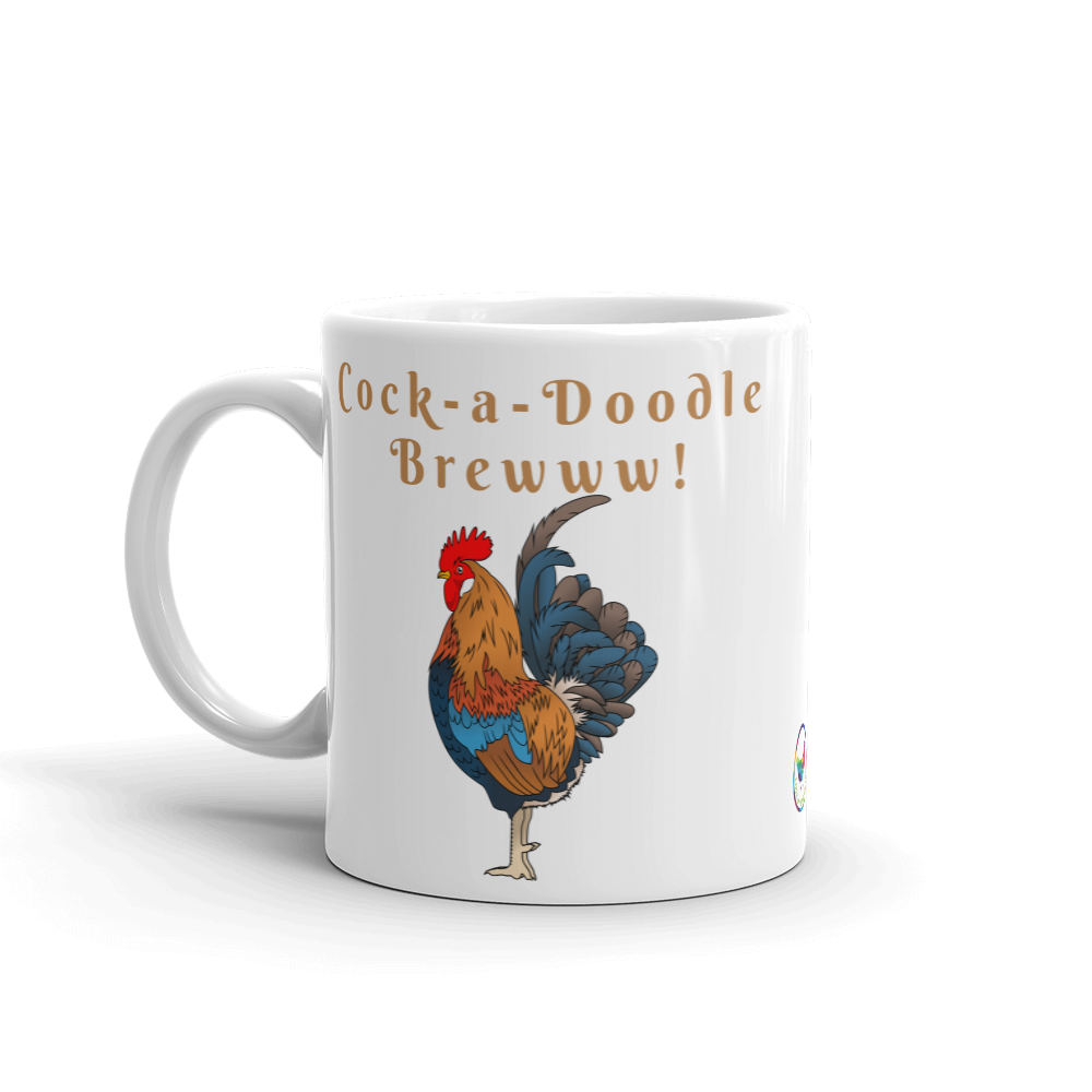 Cock-a-Doodle Brew Glossy White Coffee Mug