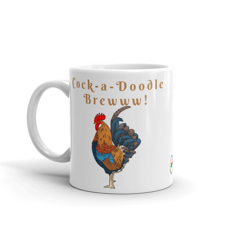 Cock-a-Doodle Brew Glossy White Coffee Mug