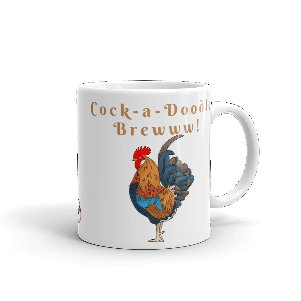 Cock-a-Doodle Brew Glossy White Coffee Mug