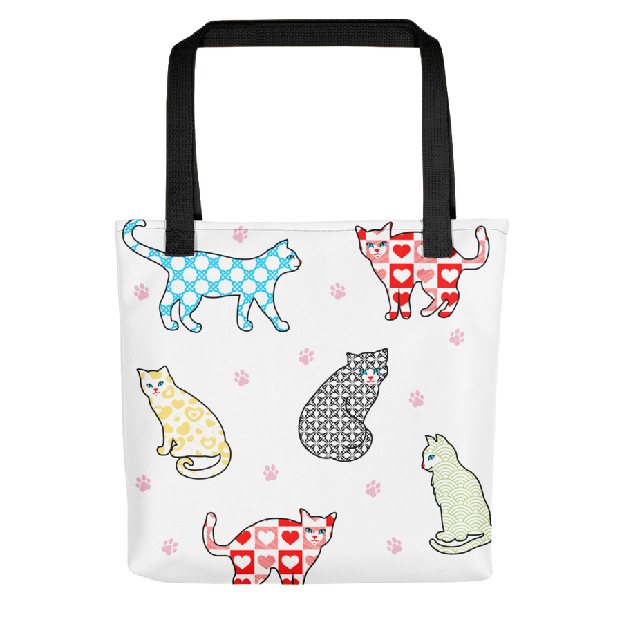 Cats In Gingham Hearts Tote bag