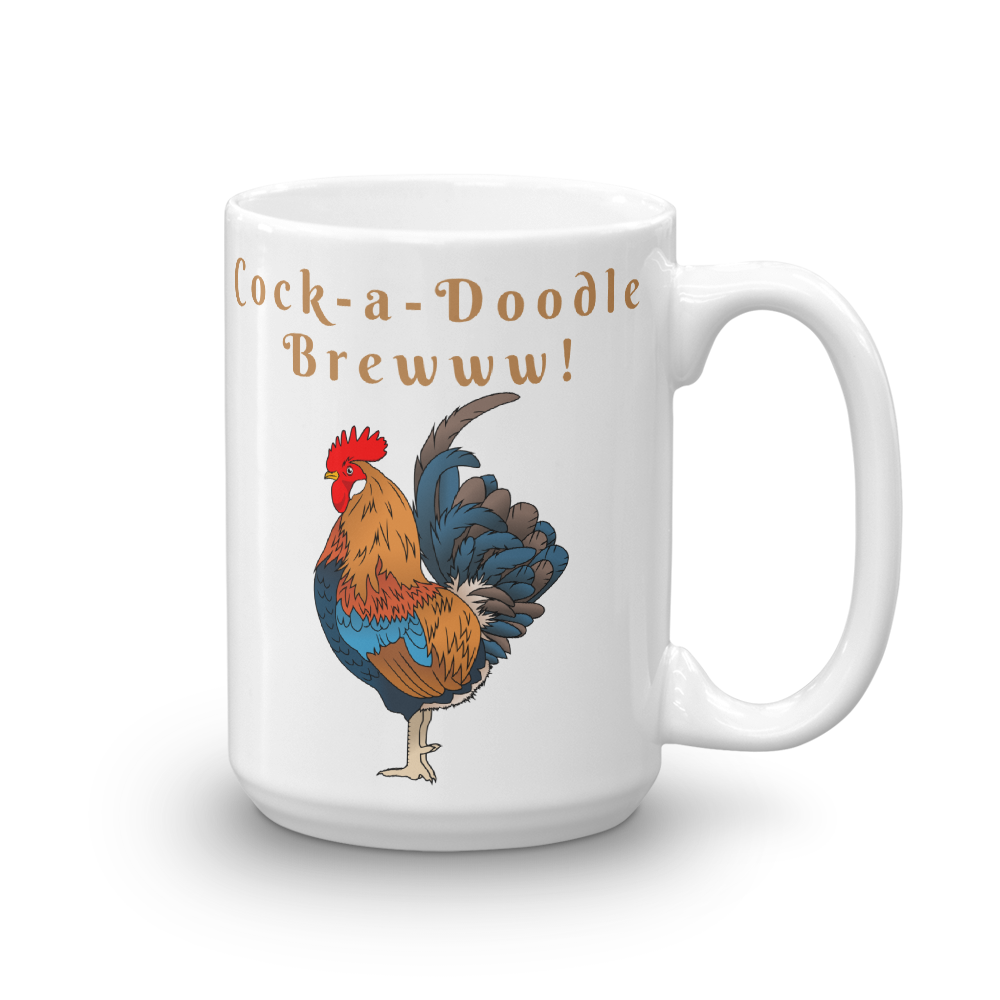 Cock-a-Doodle Brew Glossy White Coffee Mug