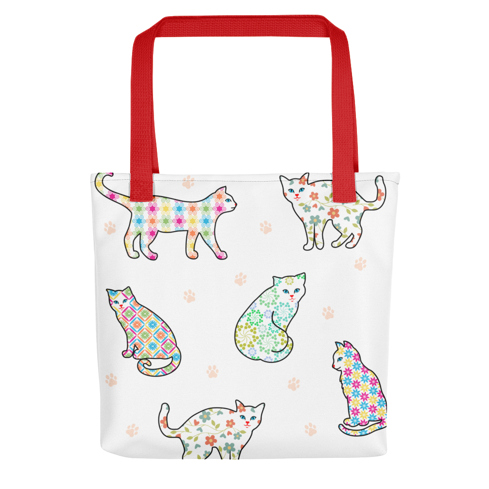 Flower Gingham Cats Tote bag