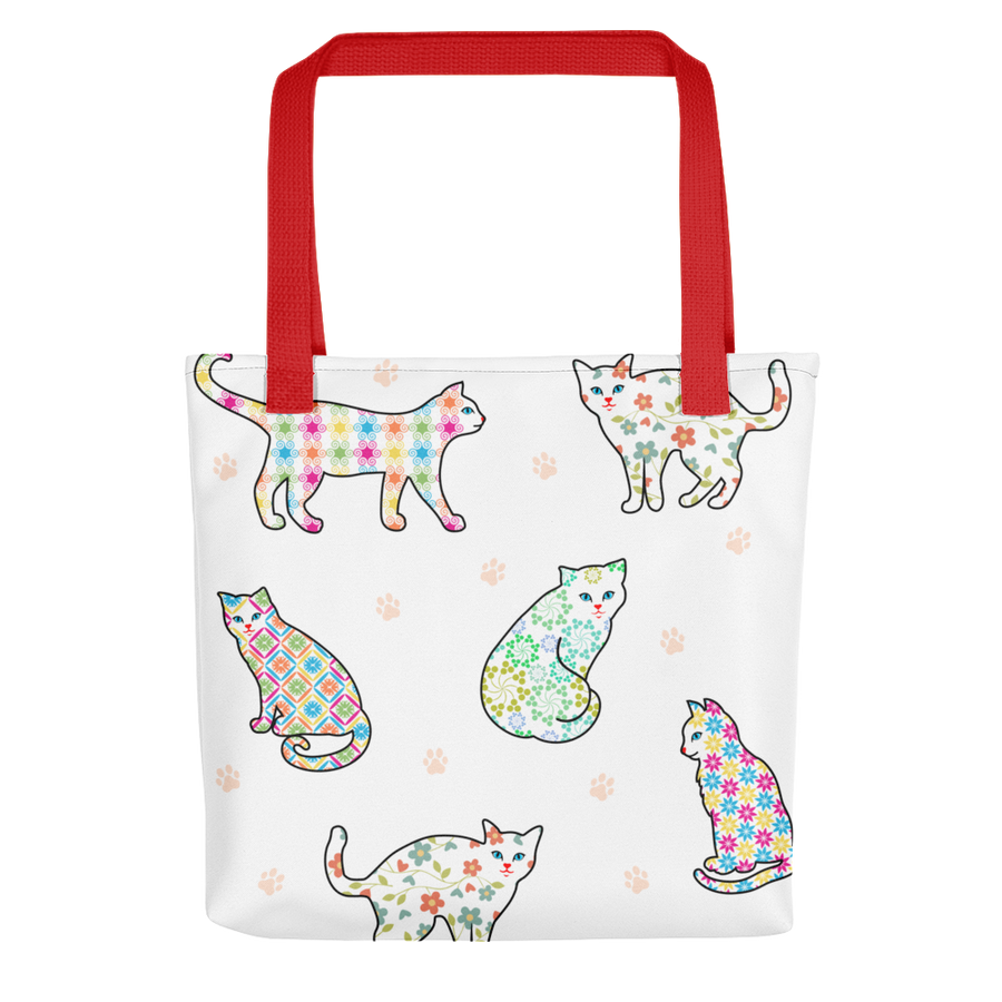 Flower Gingham Cats Tote bag