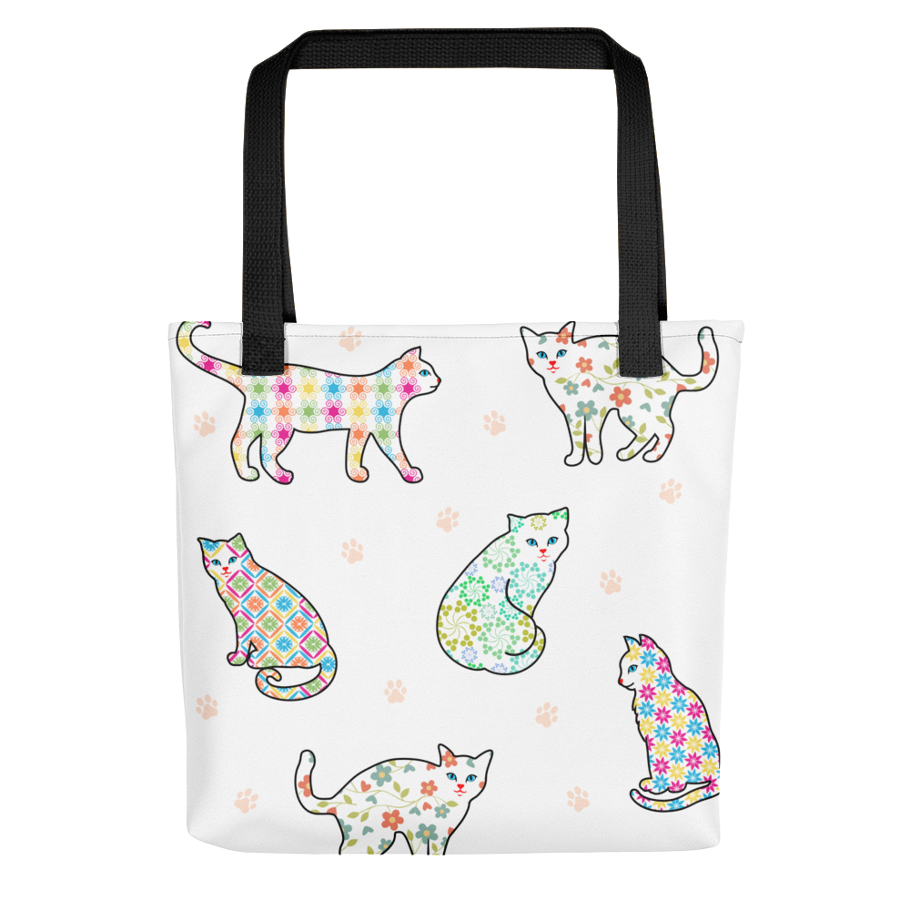 Flower Gingham Cats Tote bag